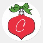 Monogramme de C (ornement d'arbre de Noël) Autocollants Ronds