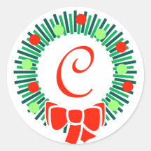 Monogramme de C (rétro guirlande de Noël) Autocollants Ronds