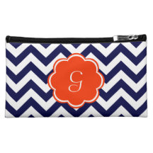 Monogramme de Chevron de bleu marine Pochettes Make-up