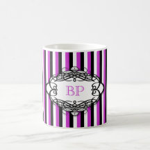 Monogramme de cru de rayure de sucrerie tasses à café