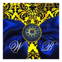 MONOGRAMME DE DAMASSÉ DE NOIR DE JAUNE D'OR DE RUB CARTONS D'INVITATION PERSONNALISÉS