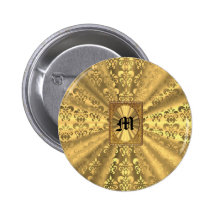 Monogramme de damassé d'or badges avec agrafe