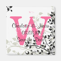 monogramme de flourish ; faites gagner la date magnets pour réfrigérateur