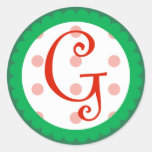 Monogramme de G (Noël lunatique) Adhésif Rond
