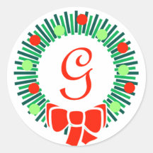 Monogramme de G (rétro guirlande de Noël) Autocollant