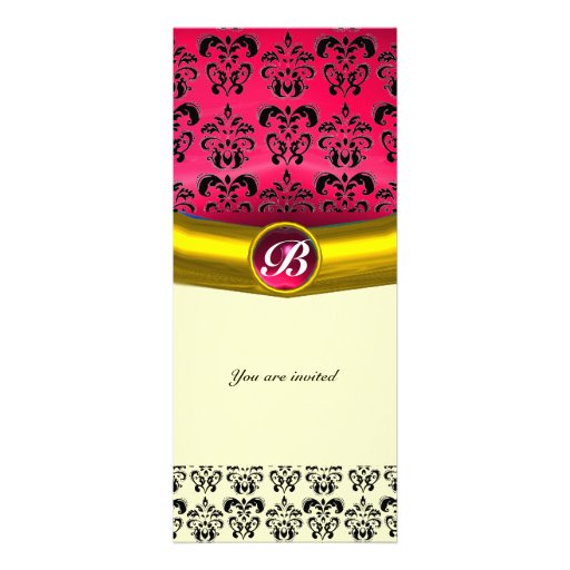 MONOGRAMME DE GEMME DE DAMASSÉ CARTONS D'INVITATION