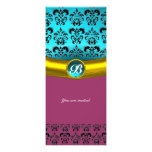MONOGRAMME de GEMME de DAMASSÉ, turquase bleu Invitations