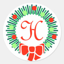 Monogramme de H (rétro guirlande de Noël) Autocollants Ronds