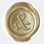 Monogramme de joint de cire - or - vieux anglais e autocollant