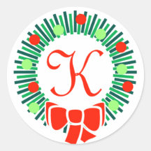 Monogramme de K (rétro guirlande de Noël) Autocollants
