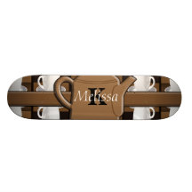 Monogramme de mosaïque de café de café de café skateboard customisable