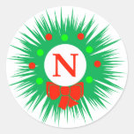 Monogramme de N (guirlande moderne de Noël) Adhésifs