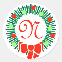 Monogramme de N (rétro guirlande de Noël) Autocollant
