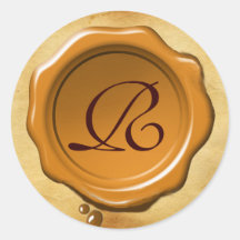 Monogramme de PARCHEMIN de JOINT de CIRE de BROWN  Autocollants Ronds