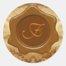 Monogramme de PARCHEMIN de JOINT de CIRE de BROWN Autocollants