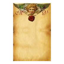 Monogramme de PARCHEMIN de JOINT de CIRE de COEUR  Papier À Lettre Personnalisé