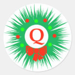 Monogramme de Q (guirlande moderne de Noël) Autocollant
