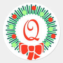 Monogramme de Q (rétro guirlande de Noël) Adhésif Rond