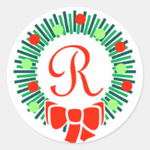 Monogramme de R (rétro guirlande de Noël) Autocollant Rond