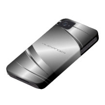 Monogramme de regard de Metalli d'acier inoxydable Coques iPhone 4 Case-Mate
