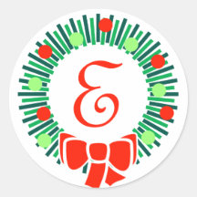 Monogramme d'E (rétro guirlande de Noël) Autocollant Rond