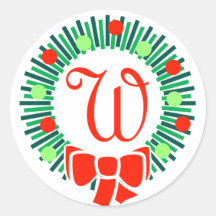 Monogramme de W (rétro guirlande de Noël) Adhésif Rond