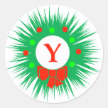 Monogramme de Y (guirlande moderne de Noël) Adhésifs Ronds