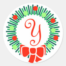 Monogramme de Y (rétro guirlande de Noël) Adhésif Rond