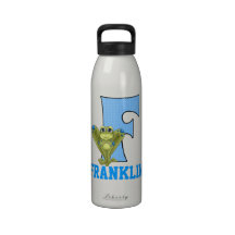 Monogramme "F " de la grenouille bleue et verte de Bouteilles D'eau Réutilisables
