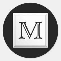 Monogramme fait sur commande imprimé. Gris noir et Adhésifs Ronds