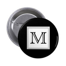 Monogramme fait sur commande imprimé. Gris noir et Badges Avec Agrafe
