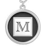 Monogramme fait sur commande imprimé. Gris noir et Pendentif Personnalisé