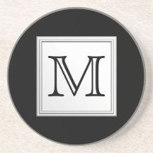 Monogramme fait sur commande imprimé. Gris noir et Dessous De Verre