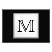 Monogramme fait sur commande imprimé. Gris noir et Cartons D'invitation Personnalisés