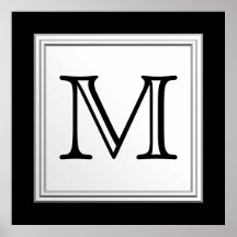 Monogramme fait sur commande imprimé. Gris noir et Affiche