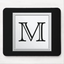 Monogramme fait sur commande imprimé. Gris noir et Tapis De Souris