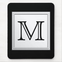 Monogramme fait sur commande imprimé. Gris noir et Tapis De Souris
