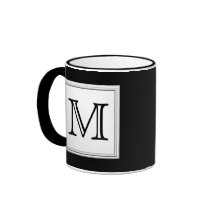 Monogramme fait sur commande imprimé. Gris noir et Mug