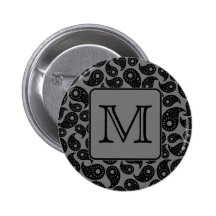 Monogramme fait sur commande. Modèle gris et noir  Badges Avec Agrafe