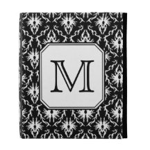 Monogramme fait sur commande. Modèle noir et blanc Étuis iPad Folio