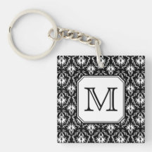 Monogramme fait sur commande. Modèle noir et blanc Porte-clés