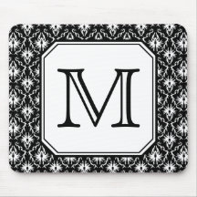 Monogramme fait sur commande. Modèle noir et blanc Tapis De Souris