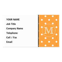 Monogramme fait sur commande. Point de polka orang Modèle De Carte De Visite