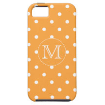 Monogramme fait sur commande. Point de polka orang Coque Case-Mate iPhone 5