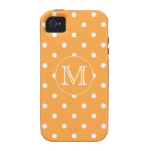 Monogramme fait sur commande. Point de polka orang Étui iPhone 4/4S