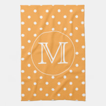 Monogramme fait sur commande. Point de polka orang Serviettes Pour Les Mains