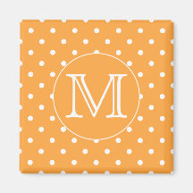 Monogramme fait sur commande. Point de polka orang Magnets Pour Réfrigérateur