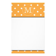 Monogramme fait sur commande. Point de polka orang Papier À Lettre Personnalisé
