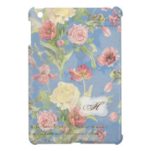 Monogramme floral de fleur de tulipe rose de pivoi