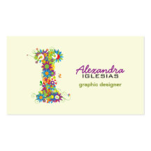 Monogramme floral "je" parafe le carte de visite